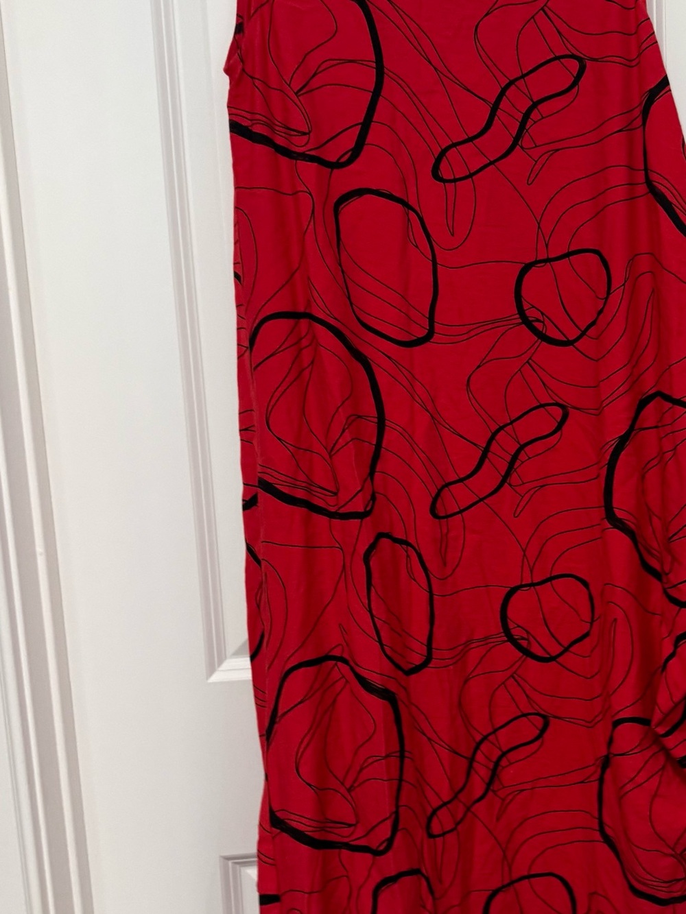 Patrizia Luca Red Maxi Dress with Black Abstract Lines